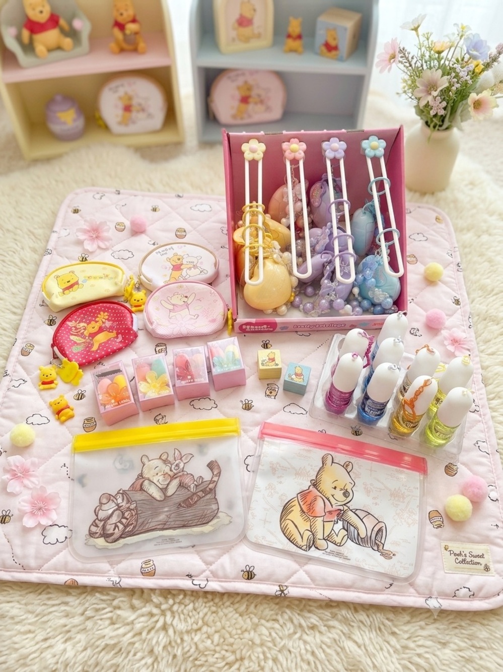 Winnie the Pooh Pastel Accessory Set bag W/4 items one of each